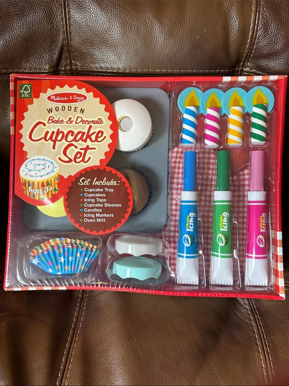 Melissa & Doug Wooden Cupcake Decorating Set - Blue, Green, Pink, Yellow